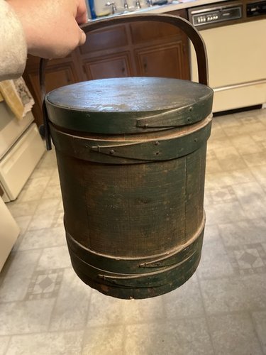 19th century dark original green painted firkin