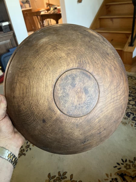 Early 19th century 14 1/2 inch maple footed bowl