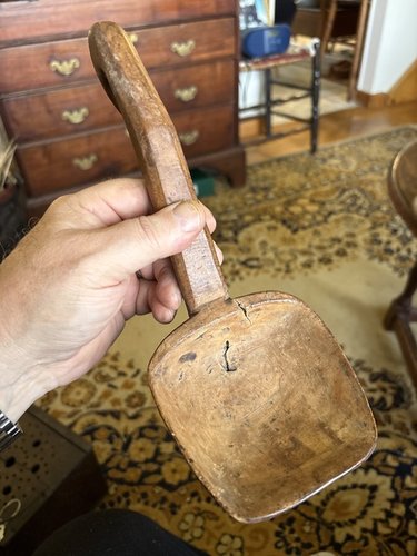 18th century American walnut Burl dp carved scoop