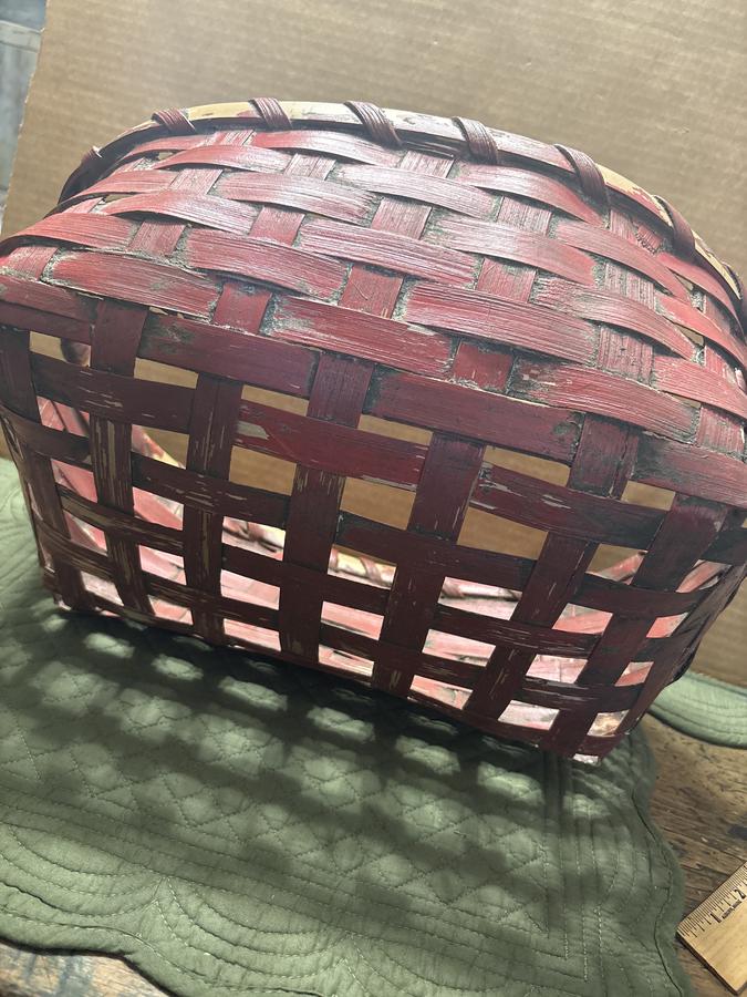 18th century red painted gathering basket