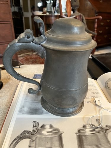 18th C. Allen & Bright Marked Pewter Tankard 1740