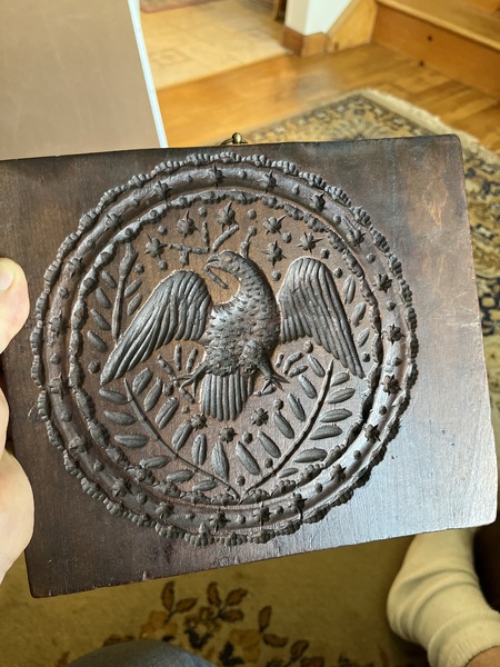 Rare J Conger American eagle carved cookie board