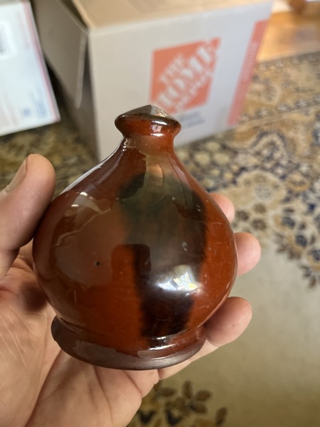 Super Red-ware Bank with manganese slip decoration