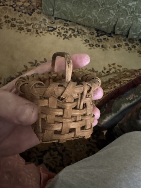 19th century rare miniature splint basket surface
