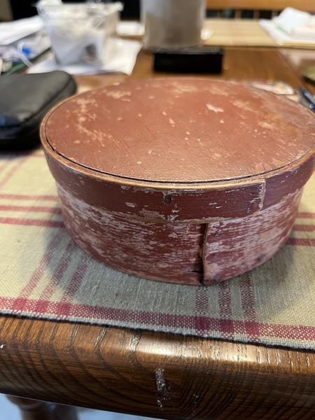 19th century painted red dry surface pantry box