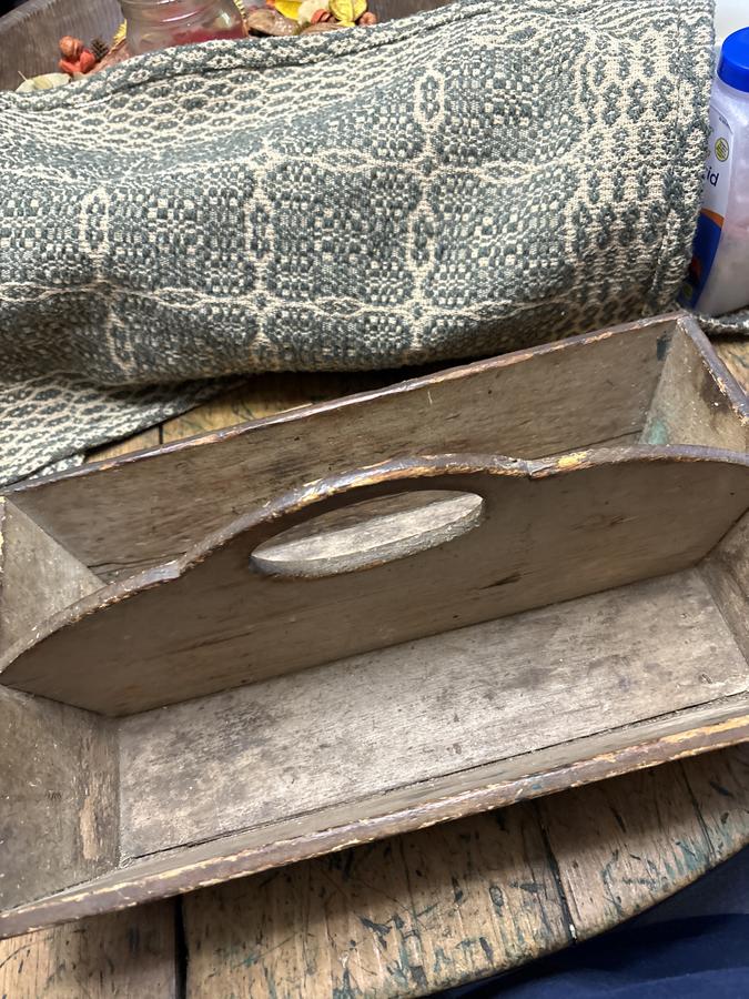 19th century original ochre painted cutlery tote