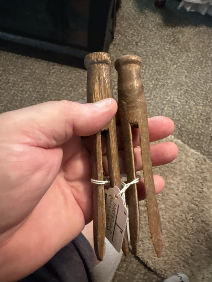 19th century shaker carved wooden cloth pins