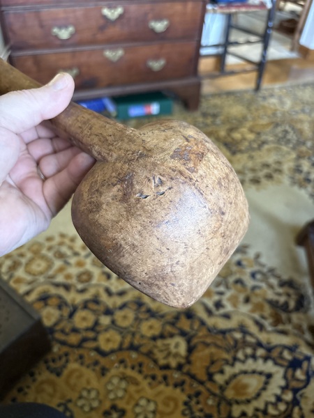18th century American walnut Burl dp carved scoop