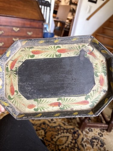 19th century small toleware tin decorated tray