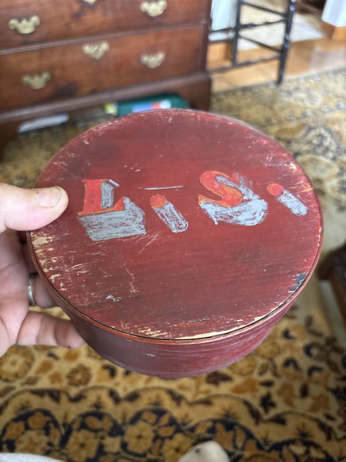 19th century red painted 6 1/2 inch pantry box