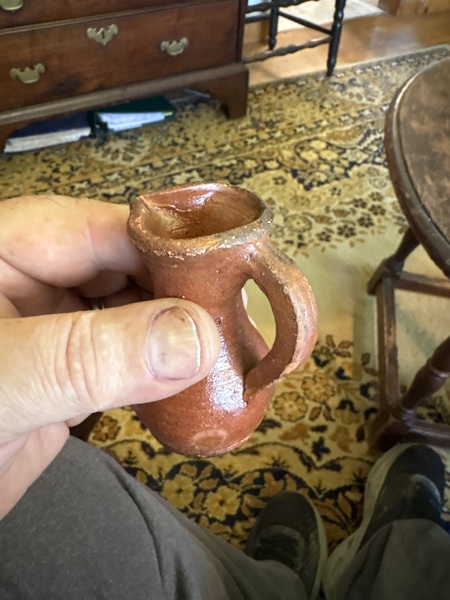 Rare miniature Pa. 19th century slip Dec. pitcher