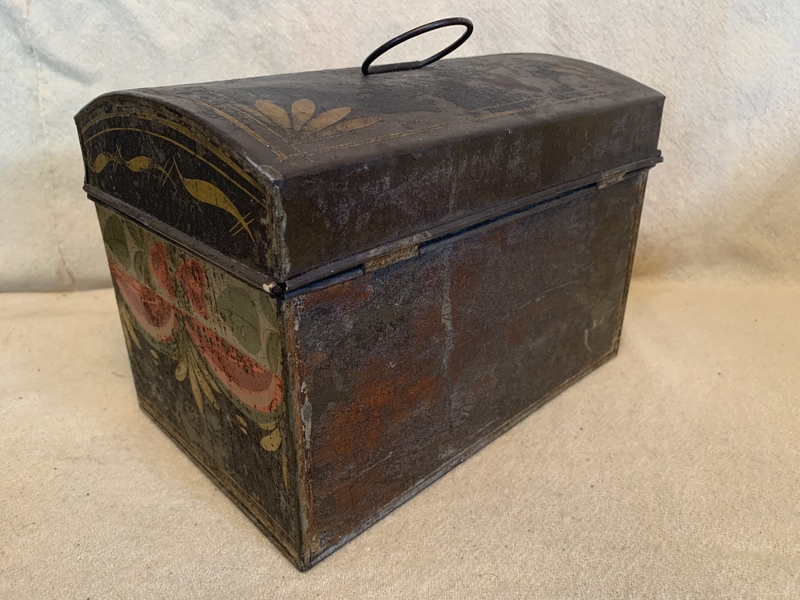 19th c. Large Amer. Toleware Decorated Doc. Box