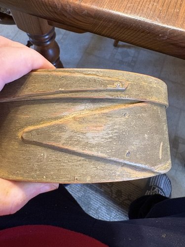 Thick wall early 19th c. painted ochre pantry box