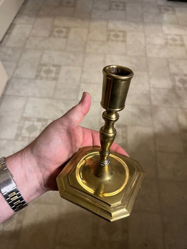 Queen Anne English 1720 Perfect Brass Candlestick