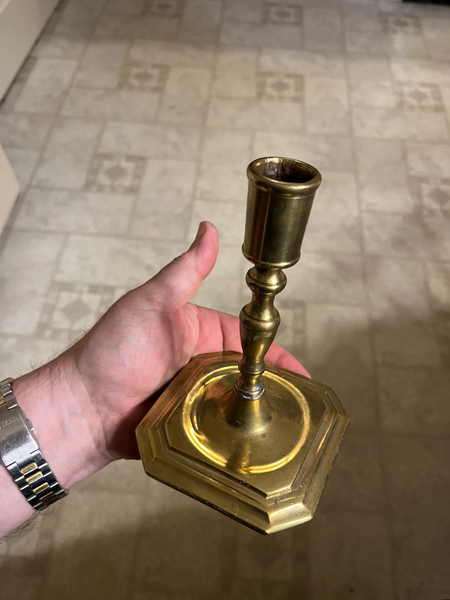 Queen Anne English 1720 Perfect Brass Candlestick