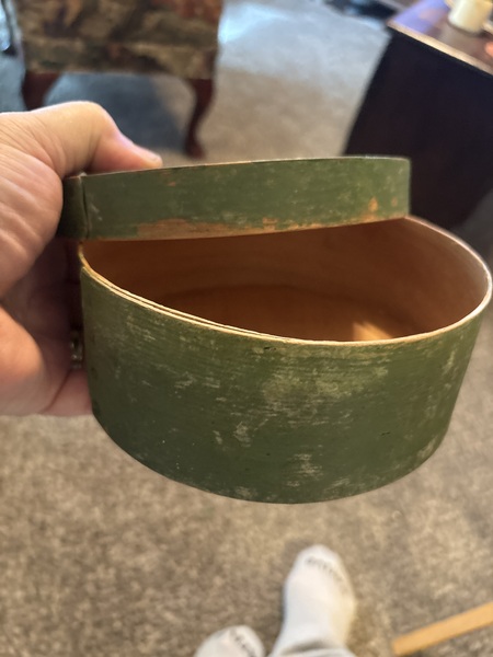 Early 19th century green painted pantry box 6 1/2