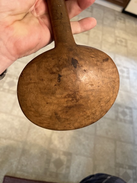 18th century maple carved scoop super patina