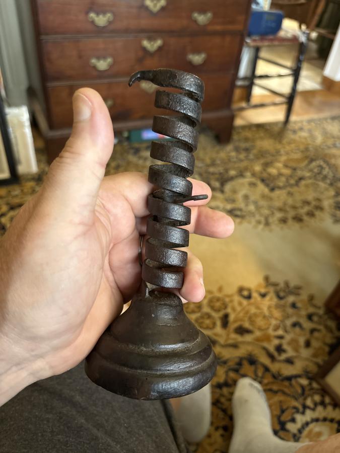 18th century forged iron spiral courting stick
