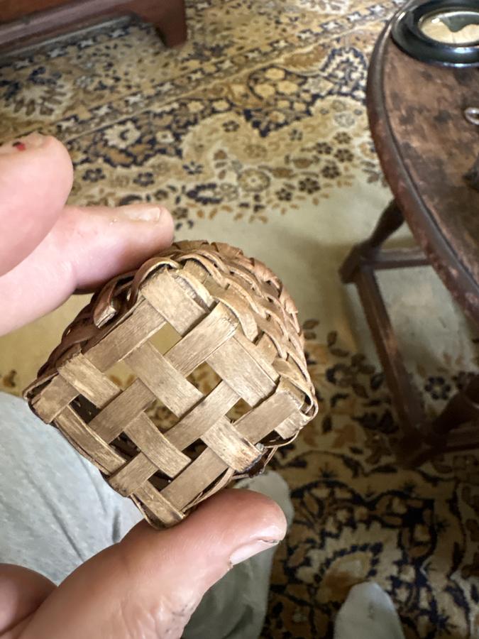 Rare miniature square 2 inch 19th century basket