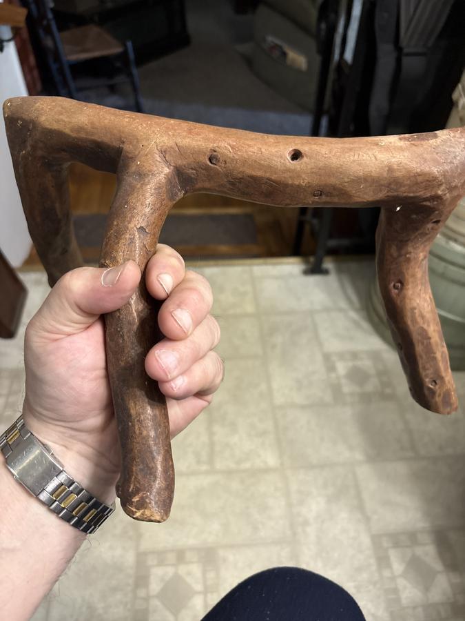 18th century treen-ware root hearth tool rest