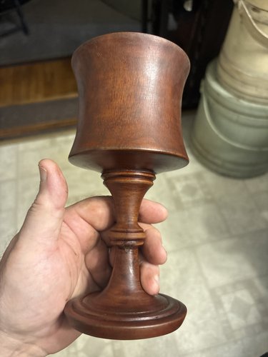 18th century pole lathe turned 7 3/4 t. Goblet