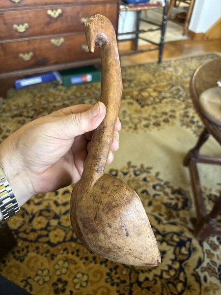 18th century American walnut Burl dp carved scoop
