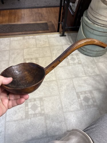 18th century deep bowl Burl ladle wonderful shape