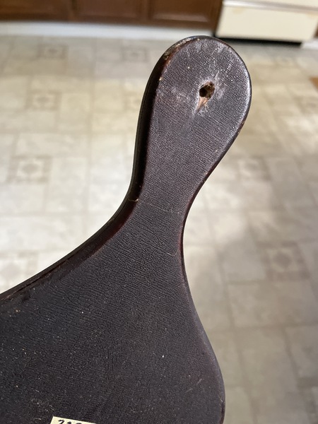 Early 19th century painted hand mirror super surfa