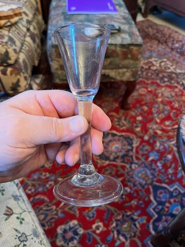 1720-1740 Hand Blown Wine Glass with Tapered Stem