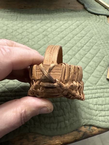 19th century super miniature oblong splint basket