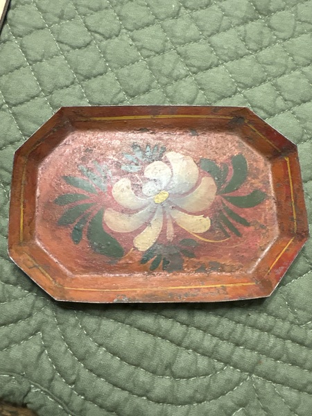 Pa. Rare 19th century red toleware decorated tray