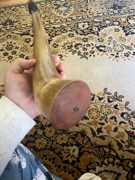 18th/19th Century 11 inch Large Carved Powder Horn