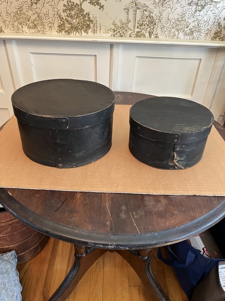 Pair of painted early 19th century pantry boxes