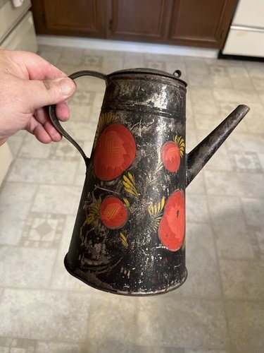 19th century toleware decorated coffee pot 1830’s