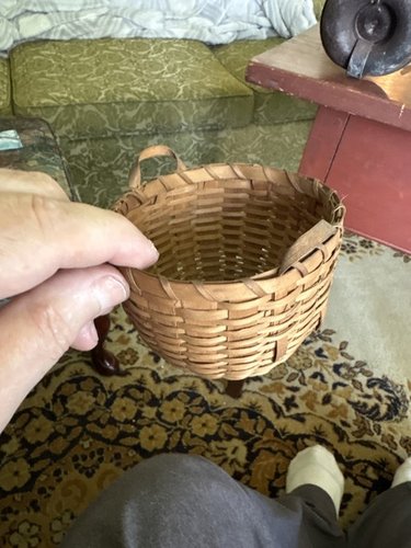 Miniature 19th century splint basket 4 inches