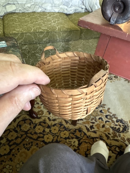 Miniature 19th century splint basket 4 inches