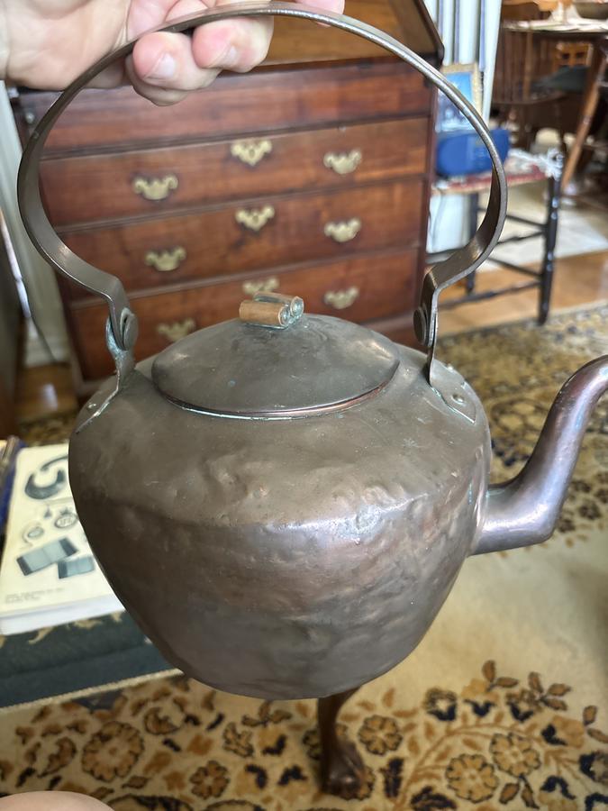 Early 19th century signed Phila copper tea kettle