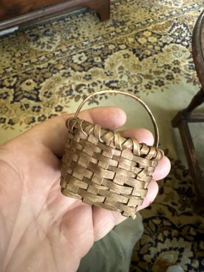 Rare miniature square 2 inch 19th century basket