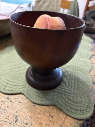 18th century pole lathe turned wood compote footed