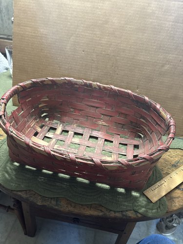 18th century red painted gathering basket