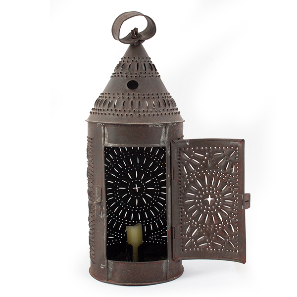 Pierced and punched Sheet iron Lantern