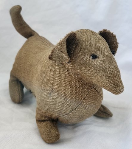 Vintage Folk Art Wool Stuffed Dachshund Dog