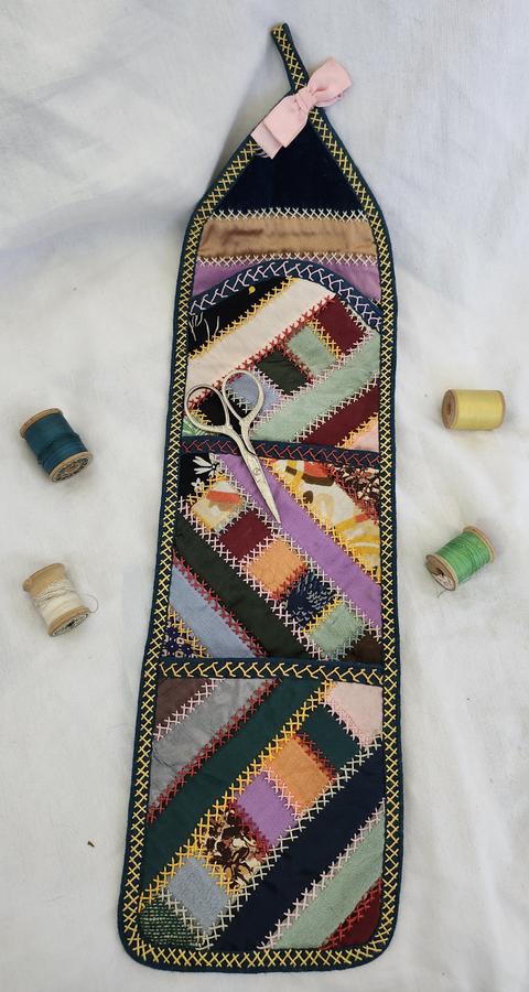 Near Mint Antq.Crazy Quilt Huswif/Sewing Pocket