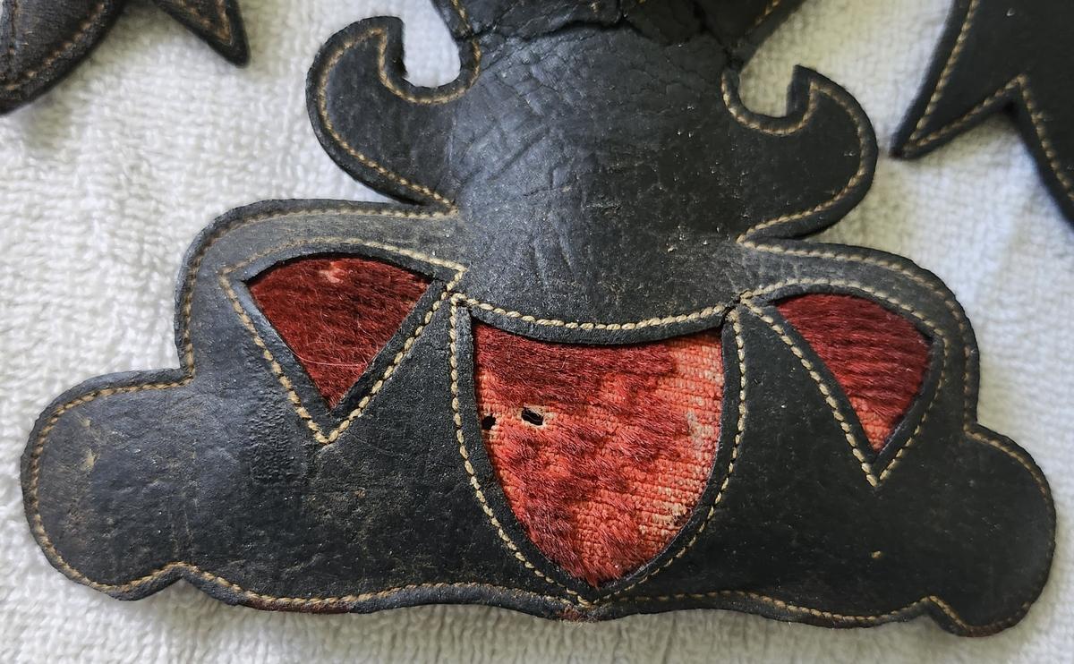 19th C. Leather & Velvet Birds & Heart Pin Cushion