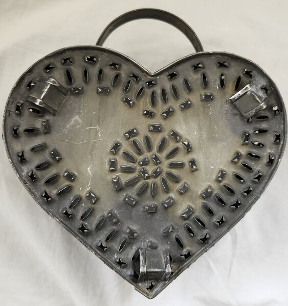 Vintage PA. Folk Art Tin Heart Cheese Mold