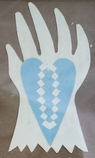 19th C. Folk Art Heart in Hand "A Mothers Gift"