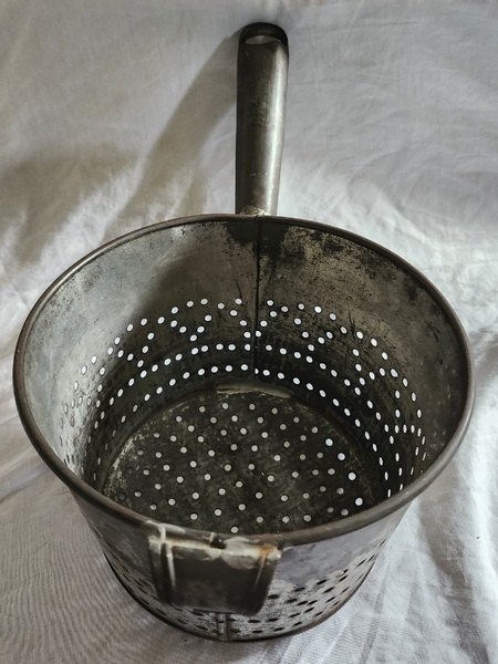 Large Vintage Primitive Tin Strainer