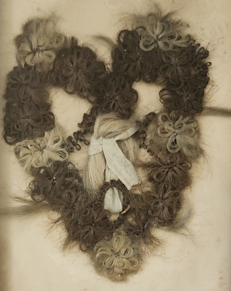 **19th C. Folk Art Heart Form Hair Love Token