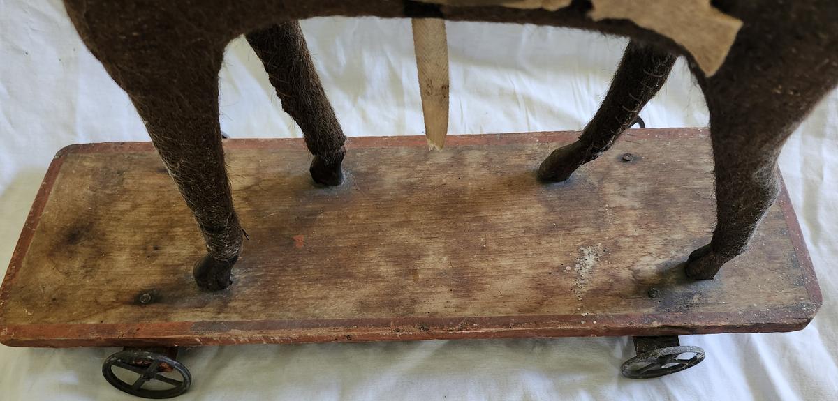 Antique Mohair Horse Pull Toy