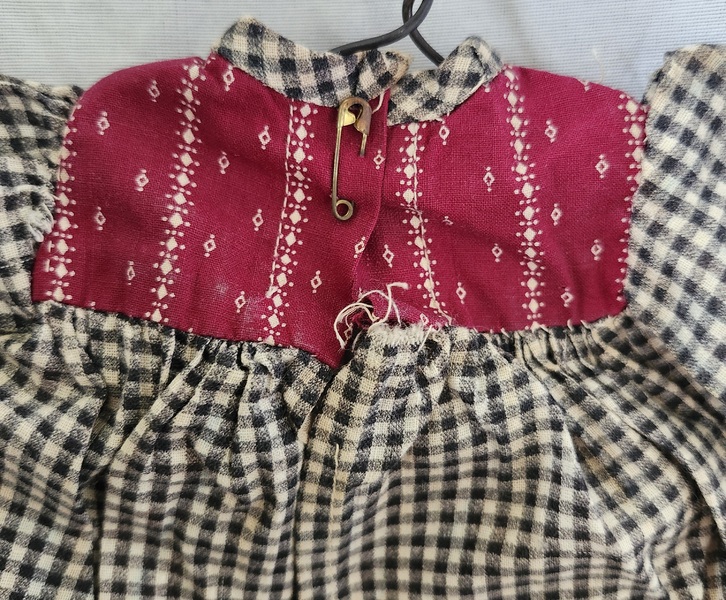 Old PA. Doll Dress in Checked & Calico Fabrics